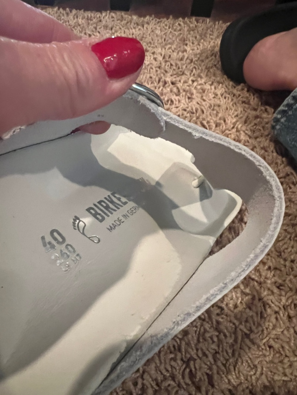 Birkenstock White Toe-Post Sandals with Silver Buckles - Picture 3 of 3